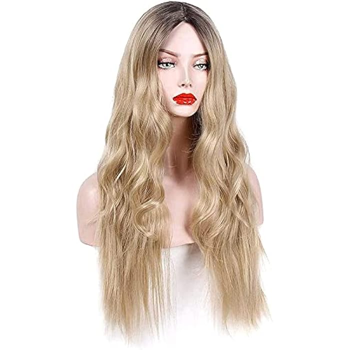 DILLARDS Wigs Blonde Wig With Dark Roots Natural Wavy Long Curly Synthetic Very Natural Looking - Image 3